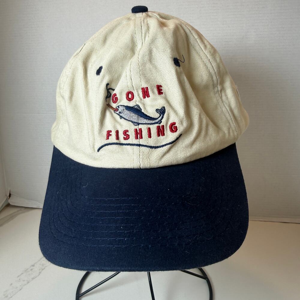 Vintage Gone Fishing Hat The Original Cigar Hong Kong Strapback Cotton Cap